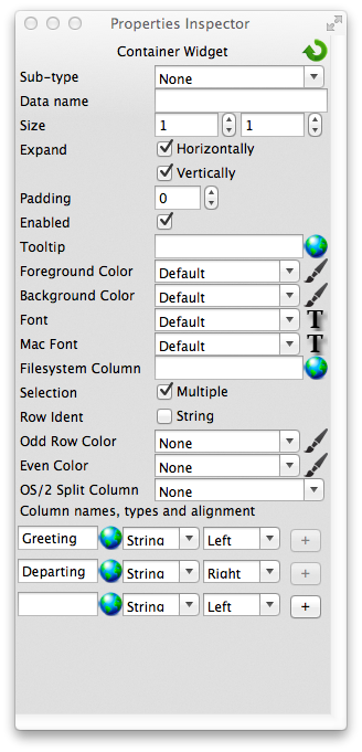 Properties inspector for selected item.